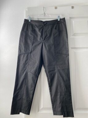 Zara Black Waxed Cotton Straight-Leg Capri Pants